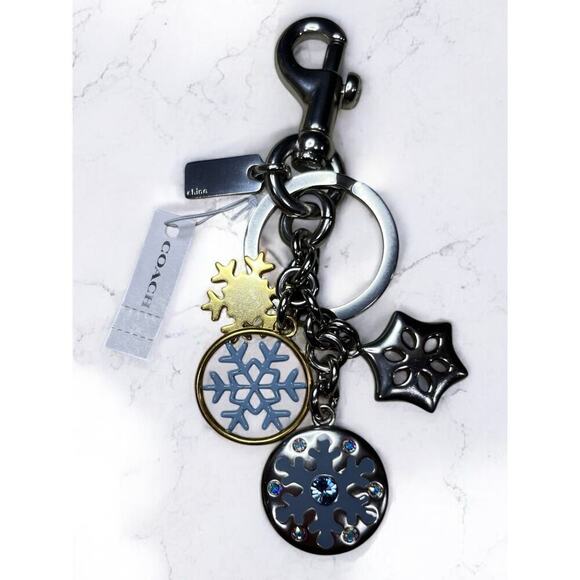 NWT Coach C7100 Snowflake Cluster Bag Charm/Key Ring - Picture 2 of 3